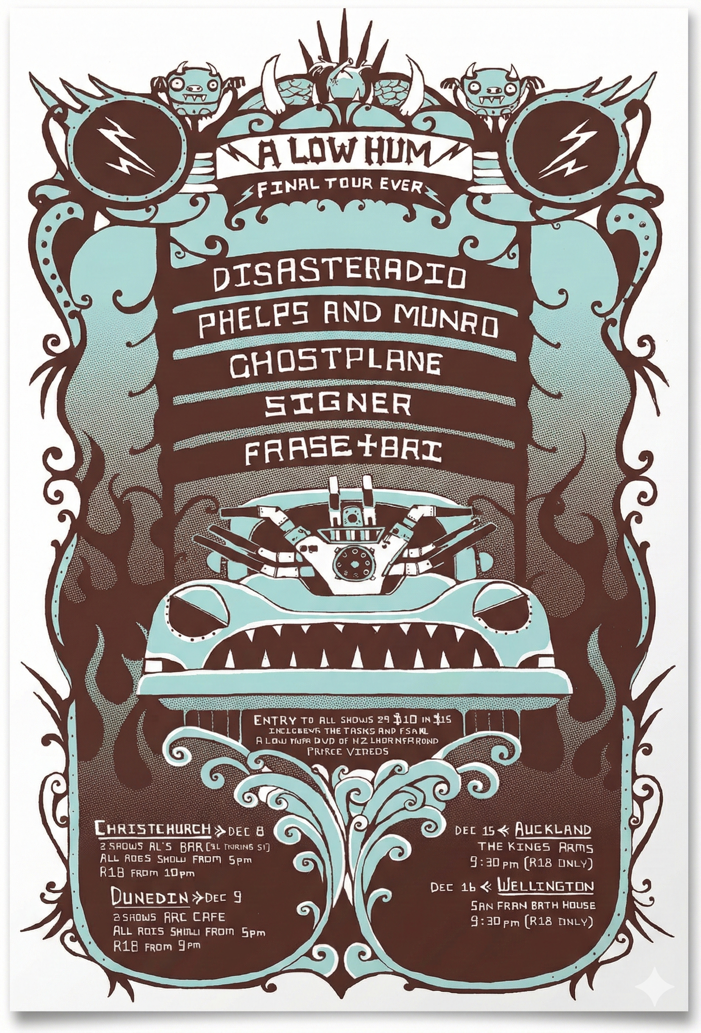 Poster - Disasteradio, Phelps and Munro, Ghostplane, Signer, Frase+Bri