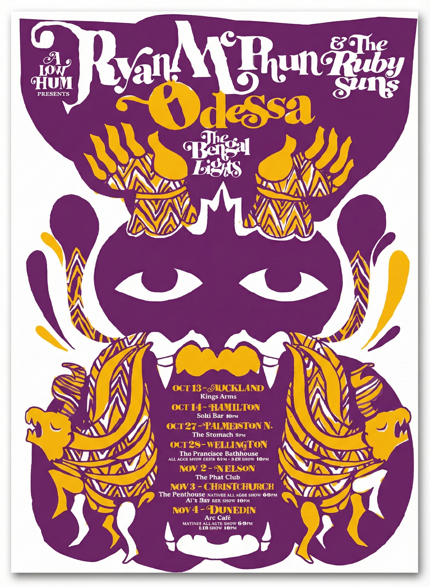 Poster - Ryan McPhun and The Ruby Suns, Odessas, The Bengal Lights