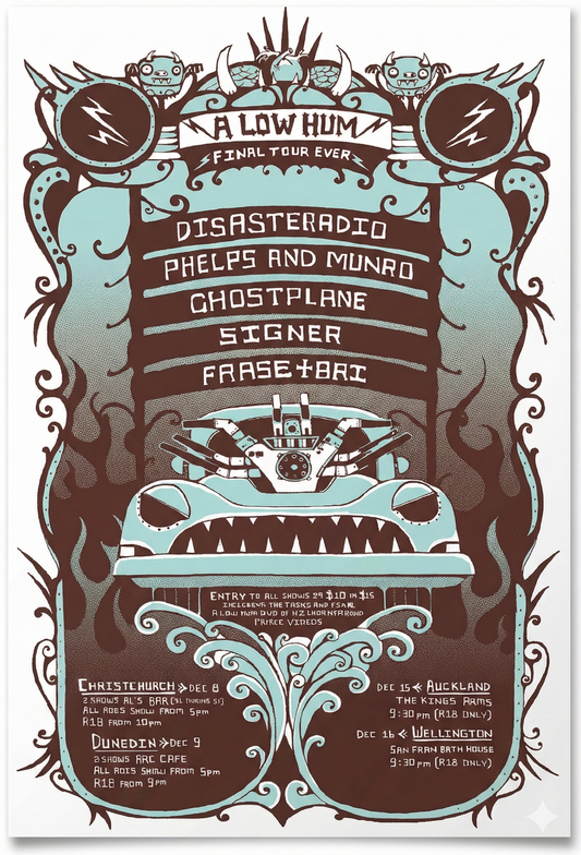 Poster - Disasteradio, Phelps and Munro, Ghostplane, Signer, Frase+Bri