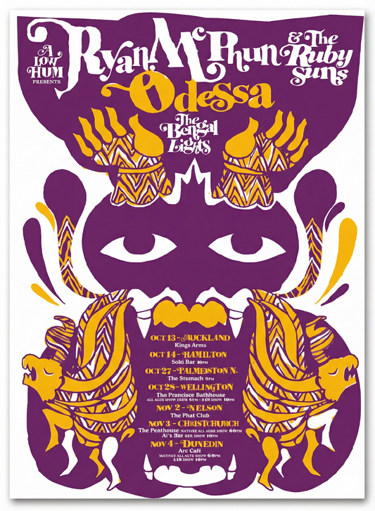 Poster - Ryan McPhun and The Ruby Suns, Odessas, The Bengal Lights