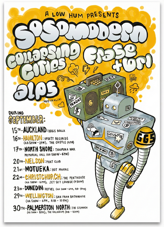 Poster - So So Modern, Frase + Bri, Collapsing Cities, Alps