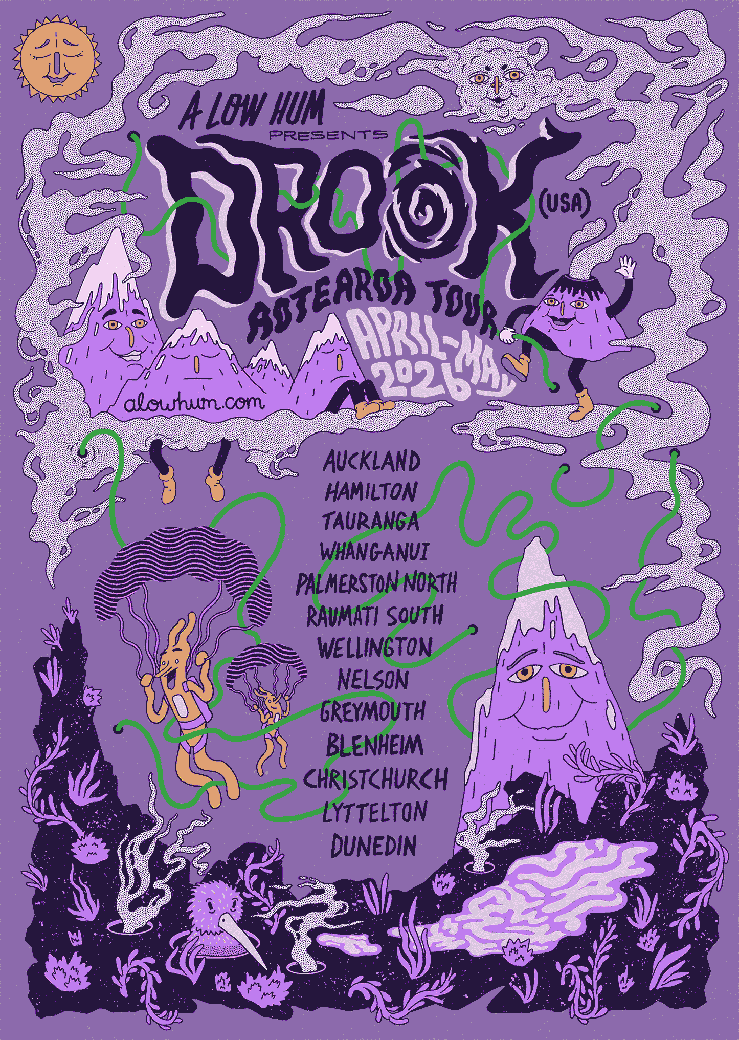 Animated Poster - Drook Aotearoa 2026 by David Fooks and Ian Jorgensen (A3 Framed)