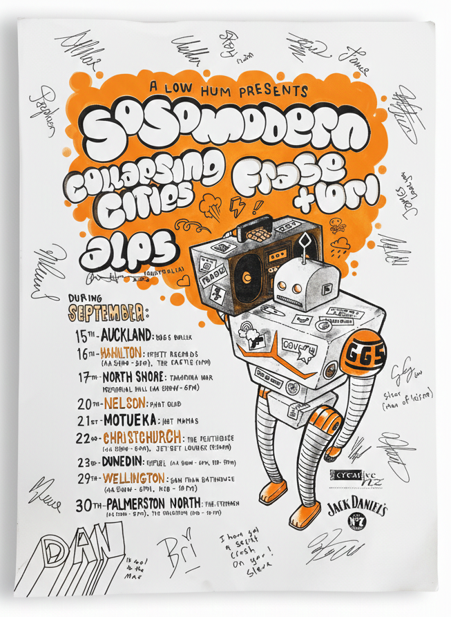 Massive A0 Signed Card Poster - So So Modern, Frase + Bri, Collapsing Cities, Alps