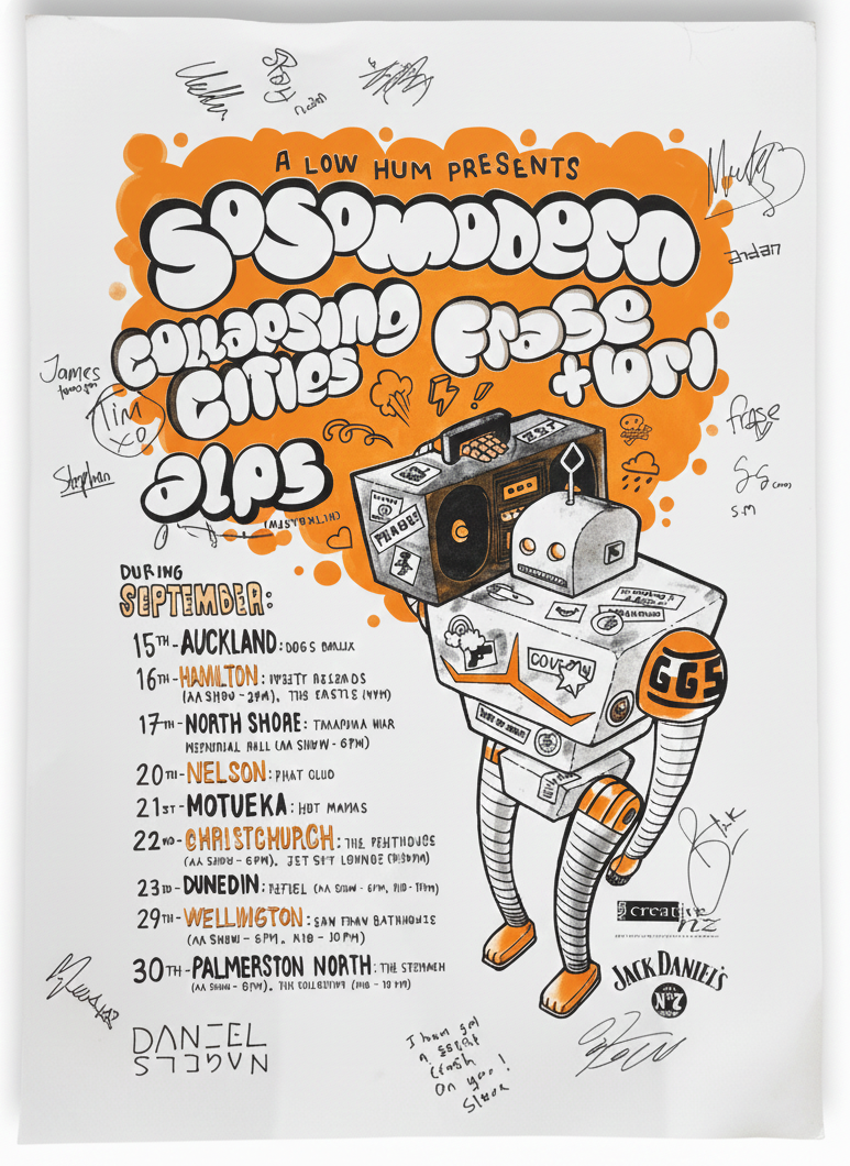 Massive A0 Signed Card Poster - So So Modern, Frase + Bri, Collapsing Cities, Alps