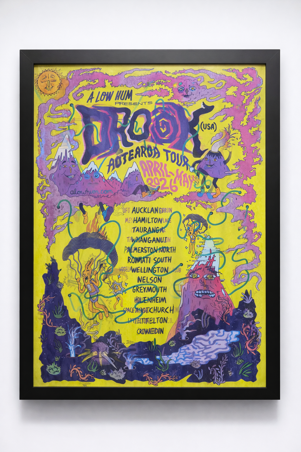 Animated Poster - Drook Aotearoa 2026 by David Fooks and Ian Jorgensen (A3 Framed)